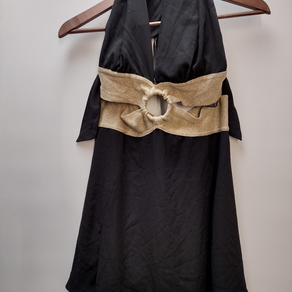 Space style concept knit halter dress keyhole